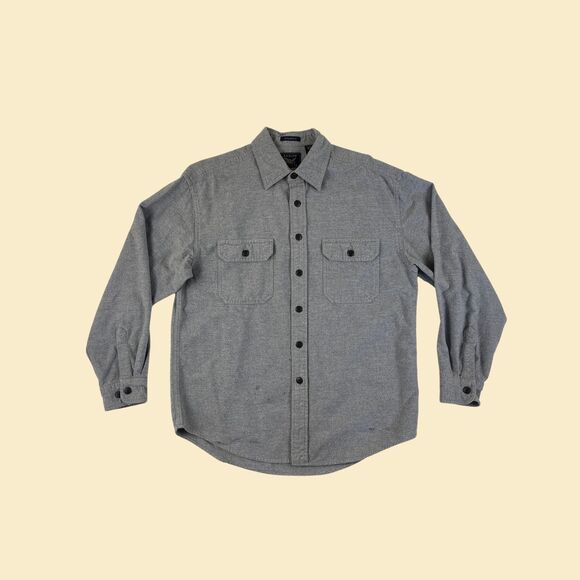90s M Arrow Workwear grey button down shirt, vintage 1990s chamois mens top - Picture 1 of 8